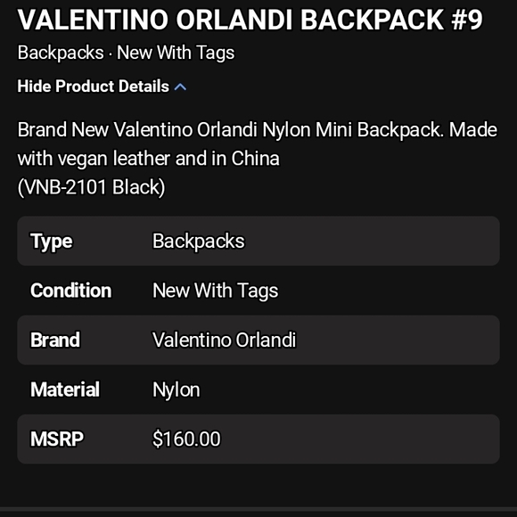 Valentino Orlandi Vegan Leather Tag - Picture 16 of 16